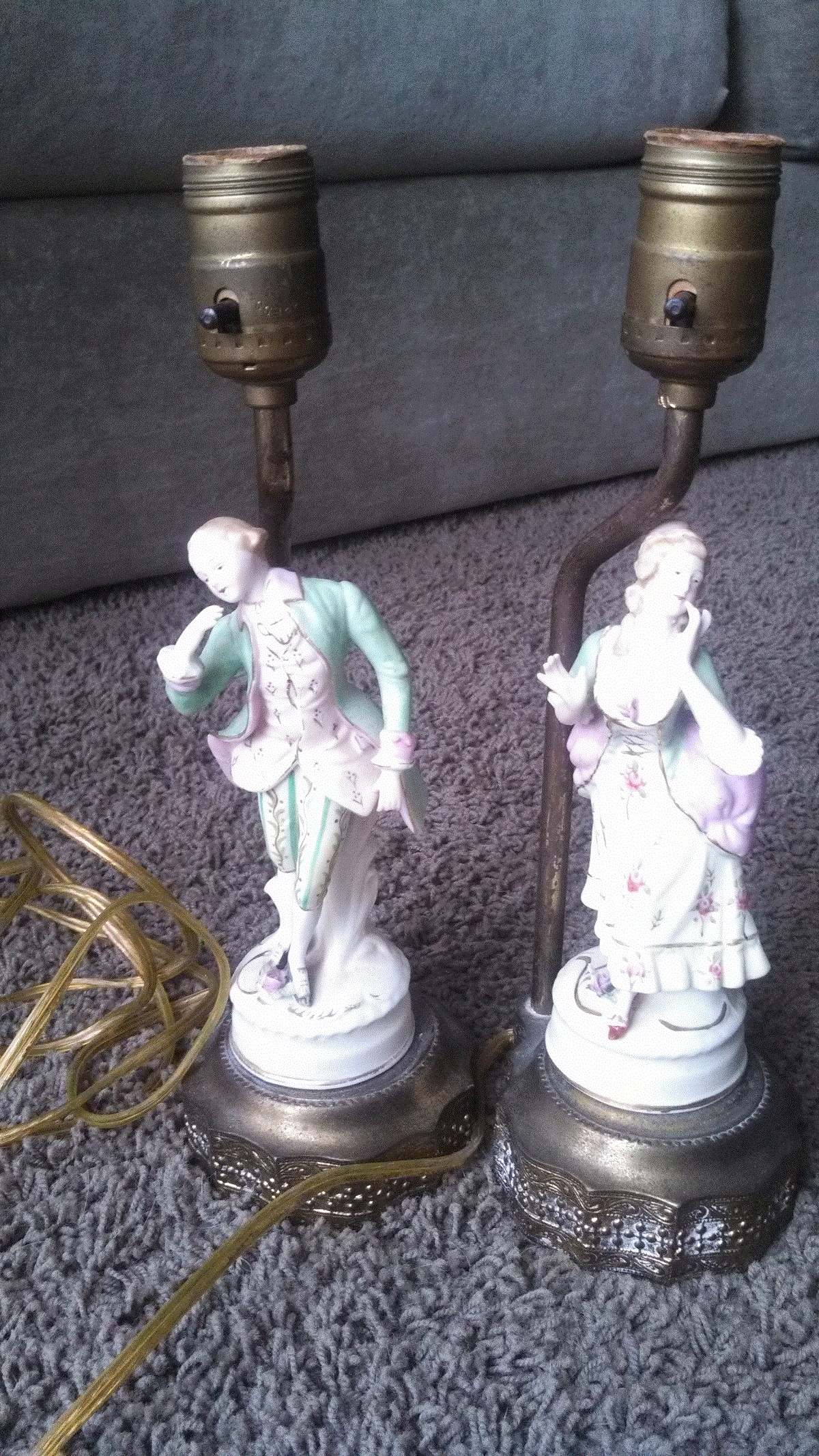 Vintage Figurine lamps with brass stand InstAppraisal